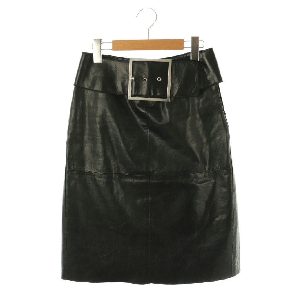 エンポリオアルマーニ EMPORIO ARMANI レザー スカート 膝丈 台形 38