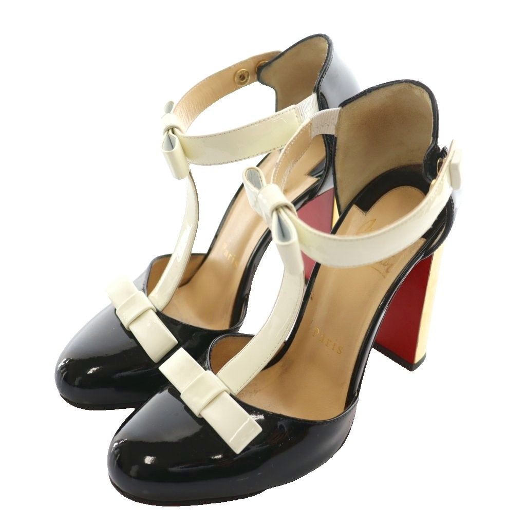 クリスチャンルブタン Christian louboutin ゼルリタ ZERLITA 100 パンプス 33.5 黒 ブラック 白 ホワイト |SS OS