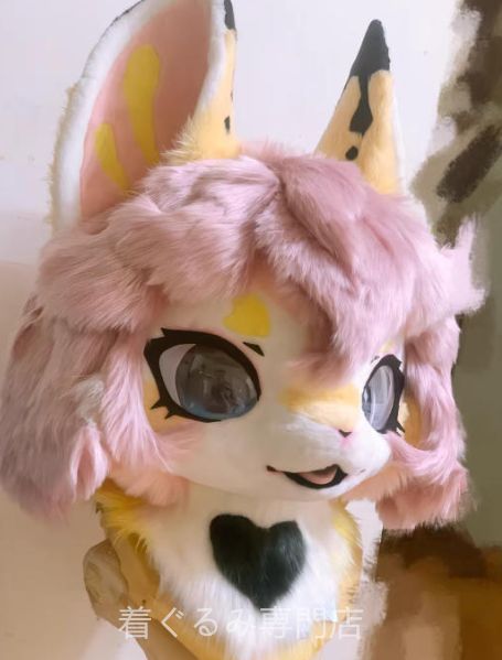 着ぐるみヘッド うさぎ ピンク 黄色 全頭ヘッド ケモノ ファースーツ ぬいぐるみ コスプレ コスチューム kigurumi 一点物