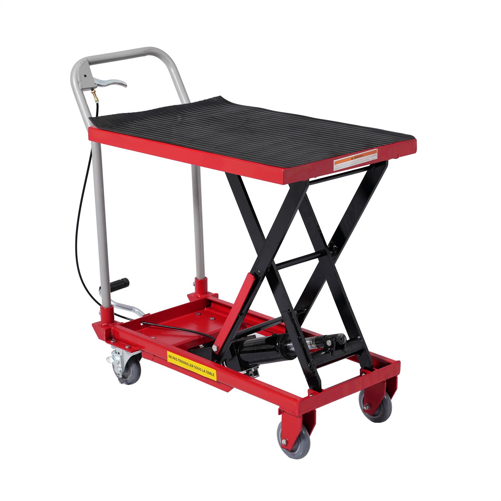 油圧式昇降台車 リフトアップ ハンドリフター 作業用台車 工場 倉庫 運搬 昇降機能付き リーブルカート 高耐久 業務用 ブラック