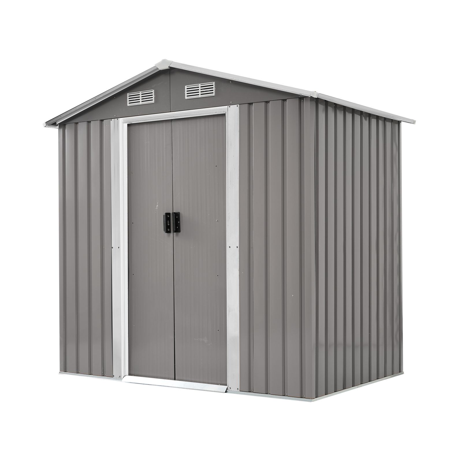 物置 屋外用 大型スチール収納庫 幅184 奥行132 高さ196 cm 防水防さび ロック付き 引戸 ガーデニング ベランダ 戸外収納庫 倉庫 グレー