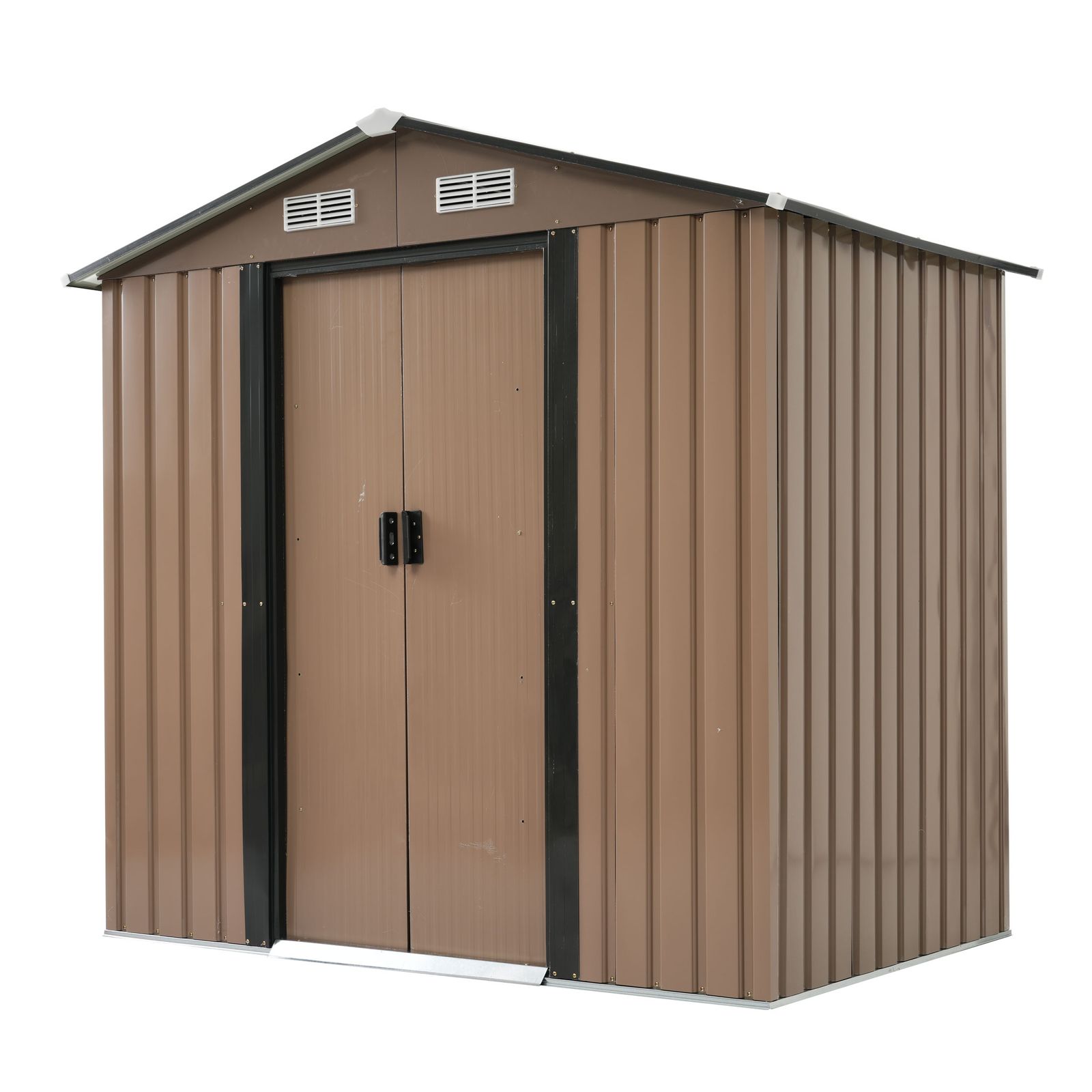 数量 物置 屋外 スチール製 大型収納庫 幅184 奥行132 高さ196 cm 防水 防さび ロック付き 引戸 ドア付き ベランダ ガーデニング 倉庫 戸外収納庫 おしゃれ 庭 屋外物置 屋外収納 ブラウン