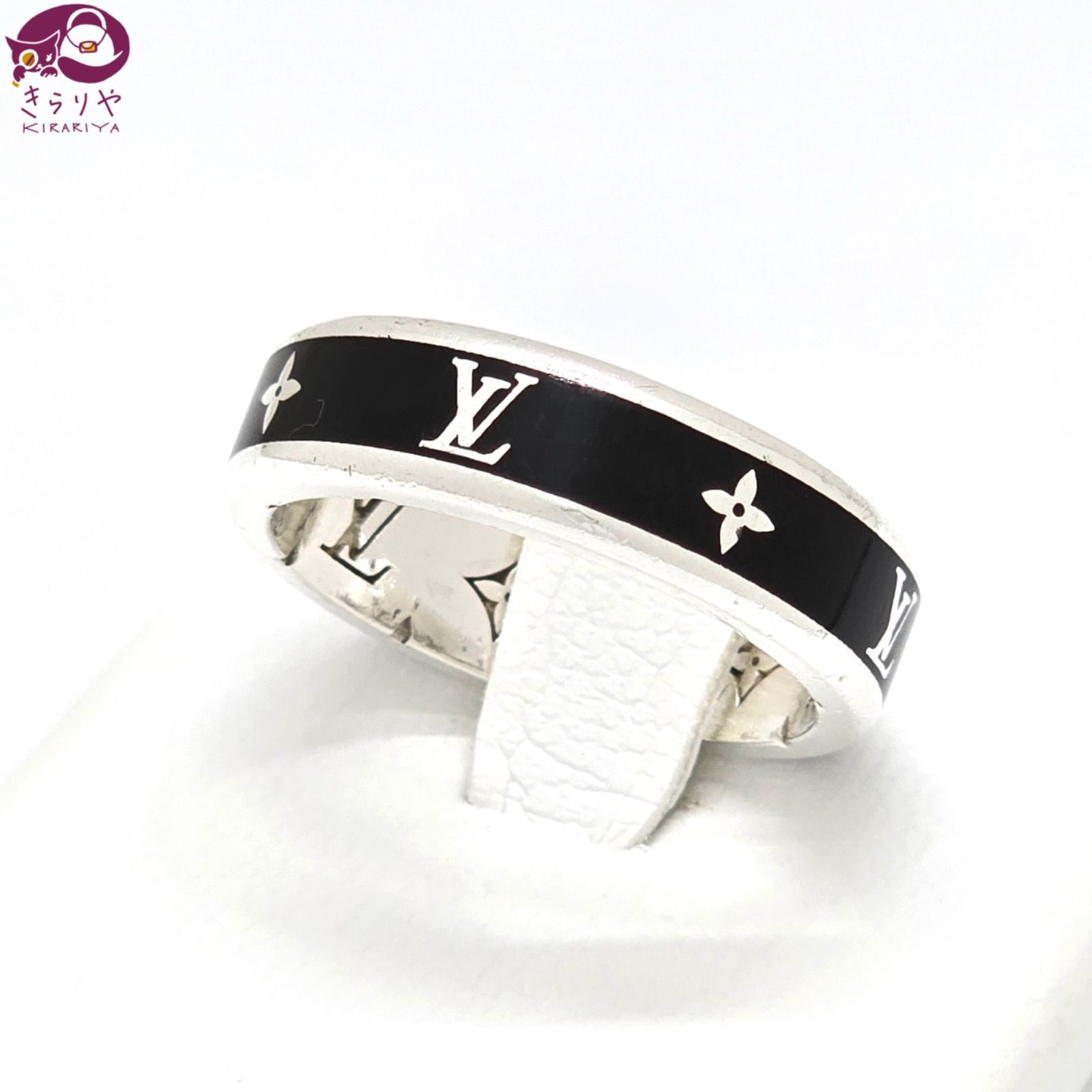 LOUIS VUITTON ルイヴィトン M 1534 S リング･LV スパイク 約17号 スターリングシルバー SV 925 ブラックエナメル モノグラム･シグネチャー イタリア製 男女兼用