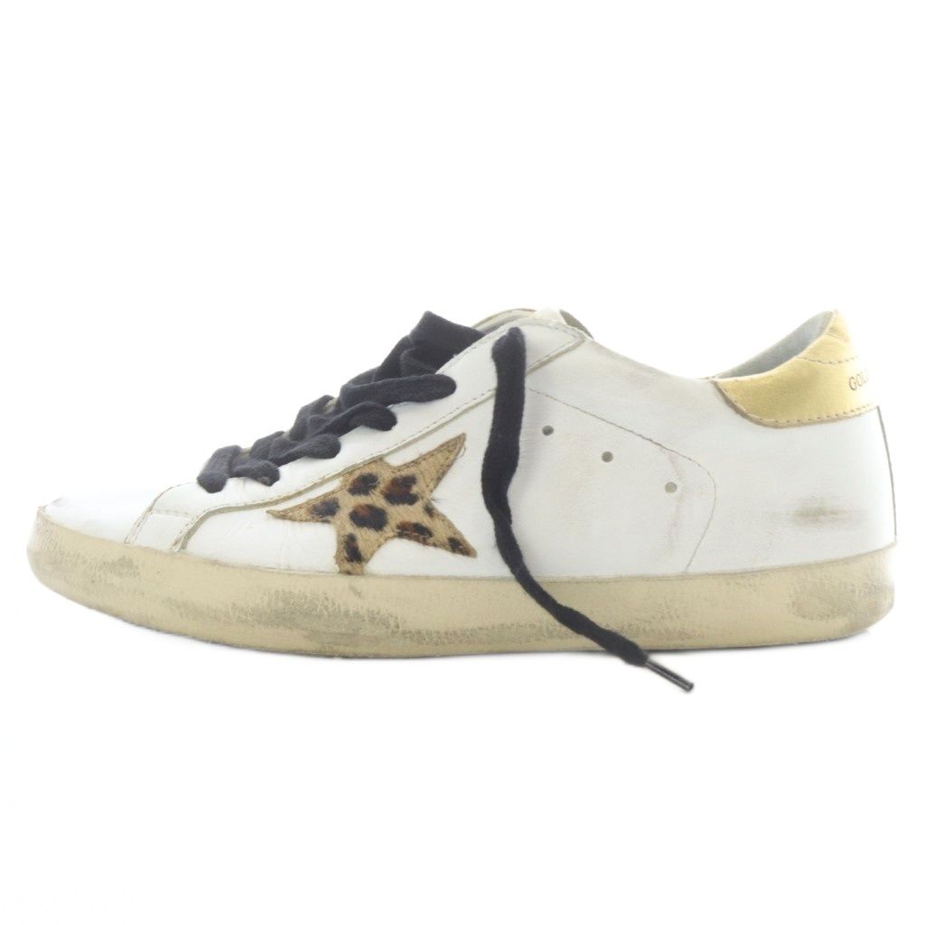 ゴールデングース GOLDEN GOOSE SUPERSTAR USED加工 スニーカー ロゴ 38 ゴールド色 白