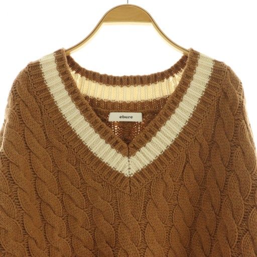 トモンヌebure エブール　ウールカシミヤ Vネックニット エブール ebure ウールカシミヤ Vネック ケーブルニット セーター