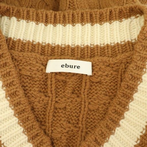 エブール ebure ウールカシミヤ Vネック ケーブルニット セーター
