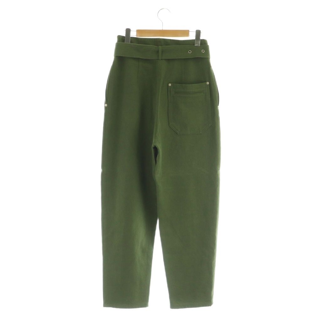 ロウクラシック LOW CLASSIC ハイウエスト パンツ テーパード ベルト付 S カーキ MY OS