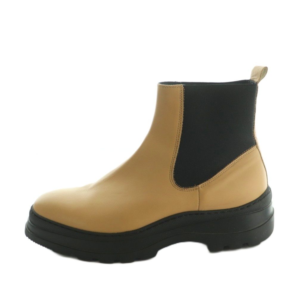 【中古】ペリーコ サニー Lasalle ショートブーツ チェルシーブーツ サイドゴア 39 25.0-25.5cm ベージュ 黒 PM210027 ペリーコ PELLICO サニー SUNNY Lasalle ショートブーツ チェルシー