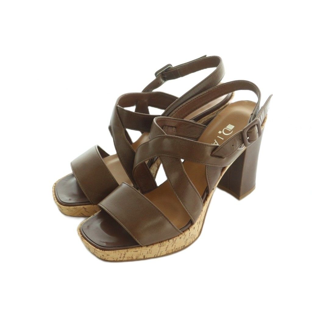 ダイアナ DIANA サンダル スクエアトゥ チャンキーヒール ハイヒール