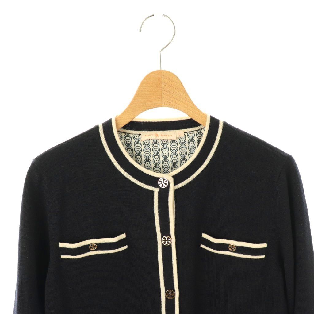 トリーバーチ TORY BURCH 金ボタン ウール クルーネックカーディガン