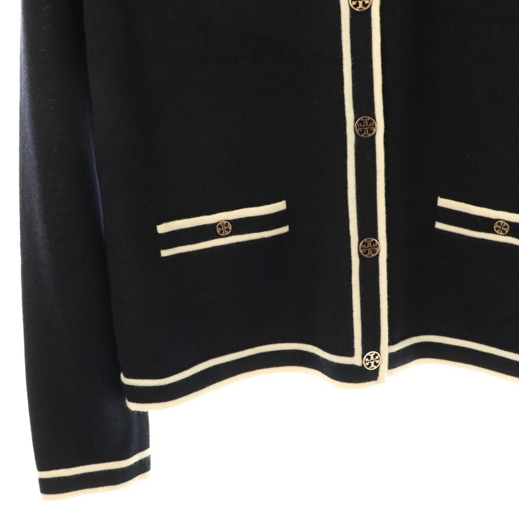 トリーバーチ TORY BURCH 金ボタン ウール クルーネックカーディガン