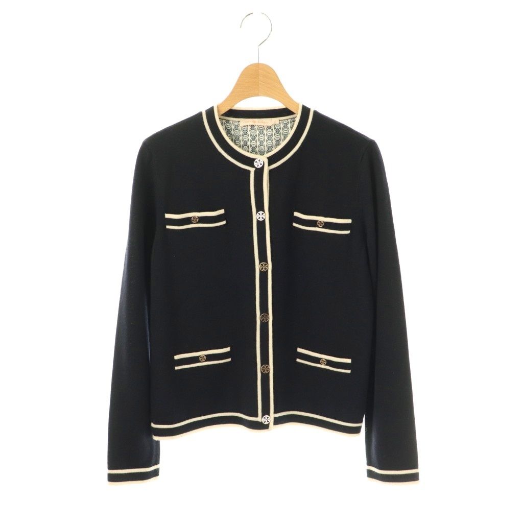 トリーバーチ TORY BURCH 金ボタン ウール クルーネックカーディガン