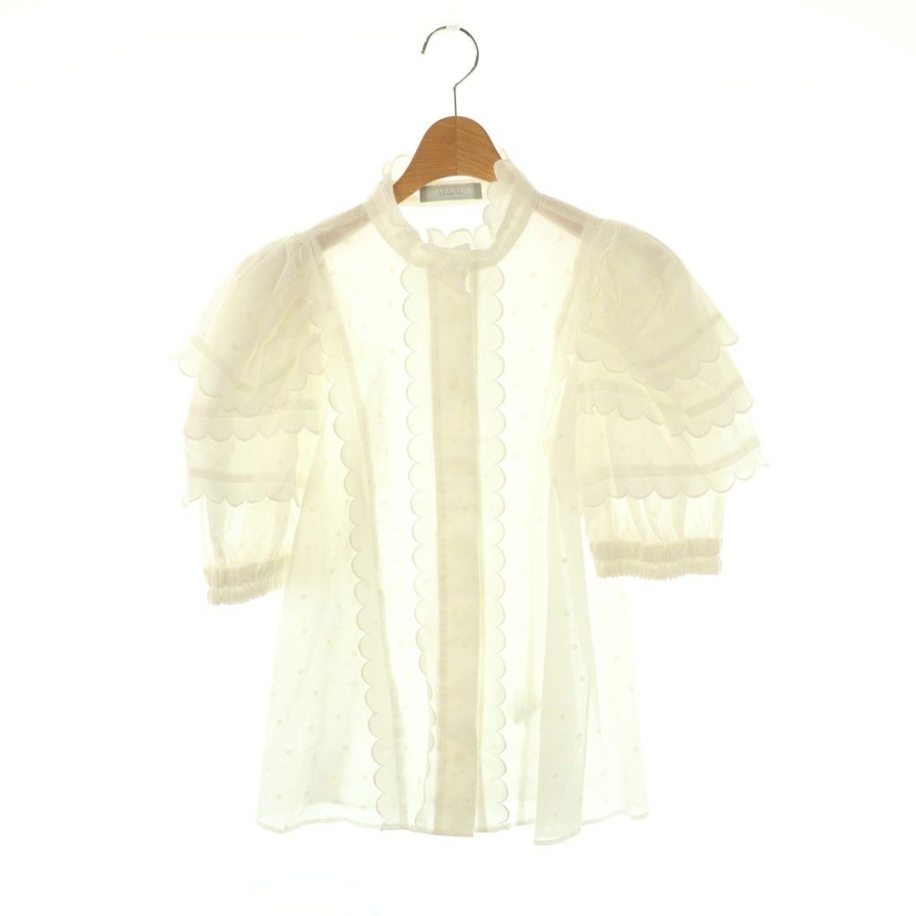 セブンテンバイミホカワヒト SEVEN TEN by MIHO KAWAHITO ドット スカラップ ショートスリーブブラウス 半袖 S ホワイト |HK OS