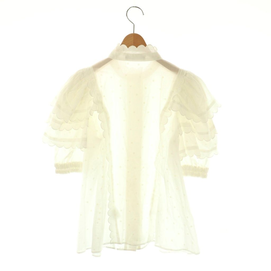 セブンテンバイミホカワヒト SEVEN TEN by MIHO KAWAHITO ドット スカラップ ショートスリーブブラウス 半袖 S ホワイト HK OS