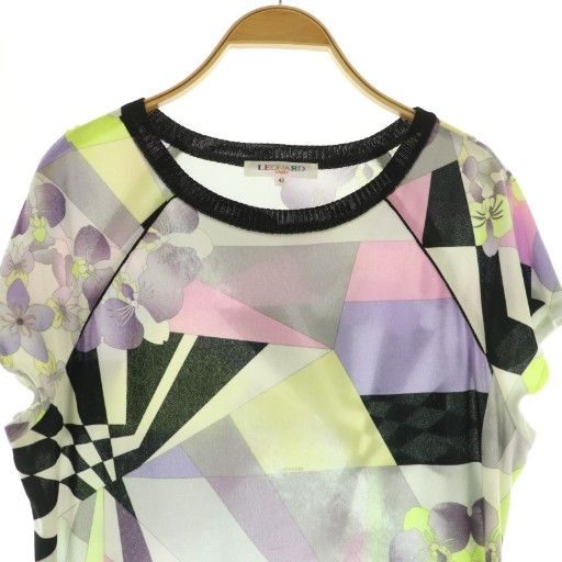 レオナールスポーツ LEONARD SPORT カンカン素材 総柄 ワンピース 半袖