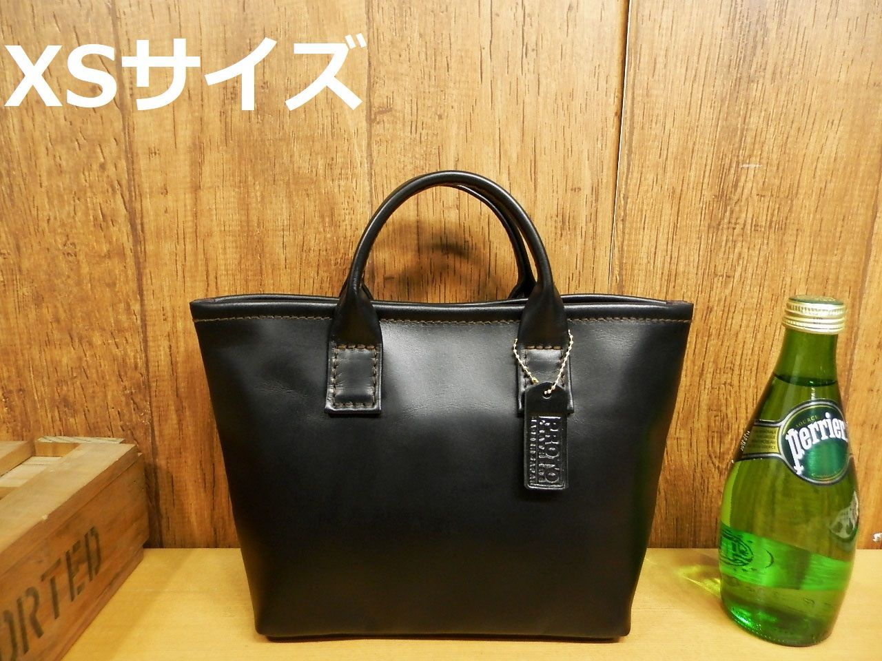 ☆XSサイズ☆黒スムースのミニトートバッグ♪ブラック日本製