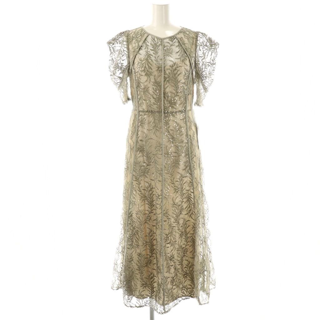 フレイアイディー FRAY I.D 25 SS リーフレースパイピングドレス ワンピース 1 スモークグリーン ES OS SH