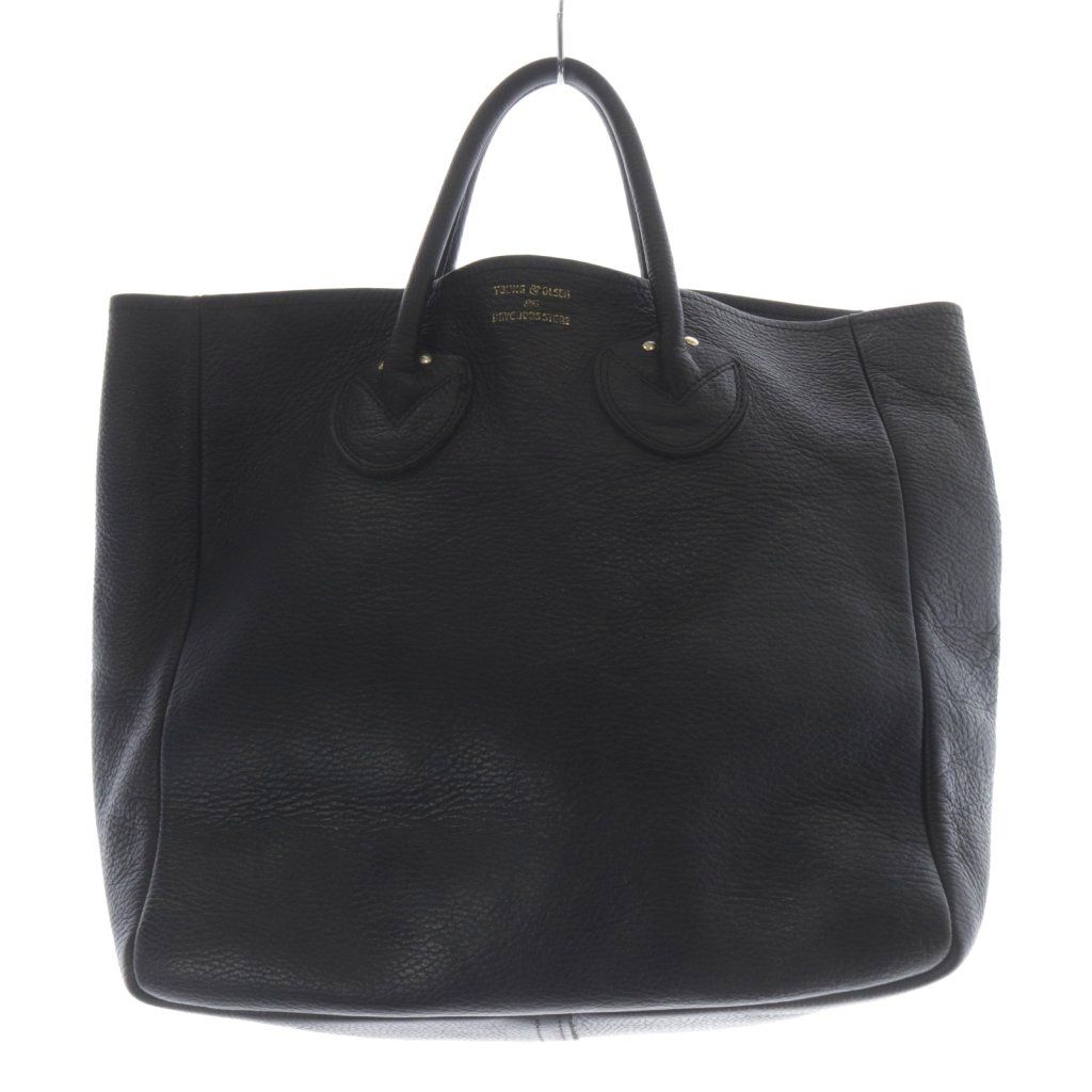 ヤングアンドオルセン YOUNG - OLSEN エンボスレザー トートバッグ ハンドバッグ レザー ブラック