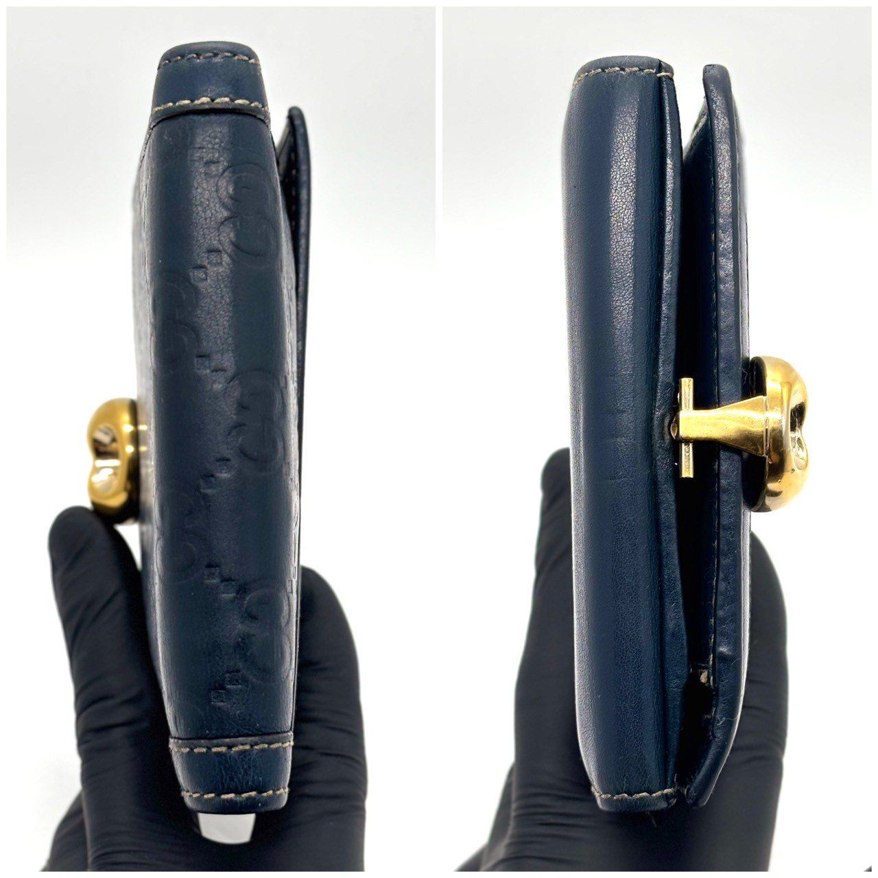 深み色に宿る上品さ】 GUCCI オールドグッチ 二つ折り財布 グッチシマ