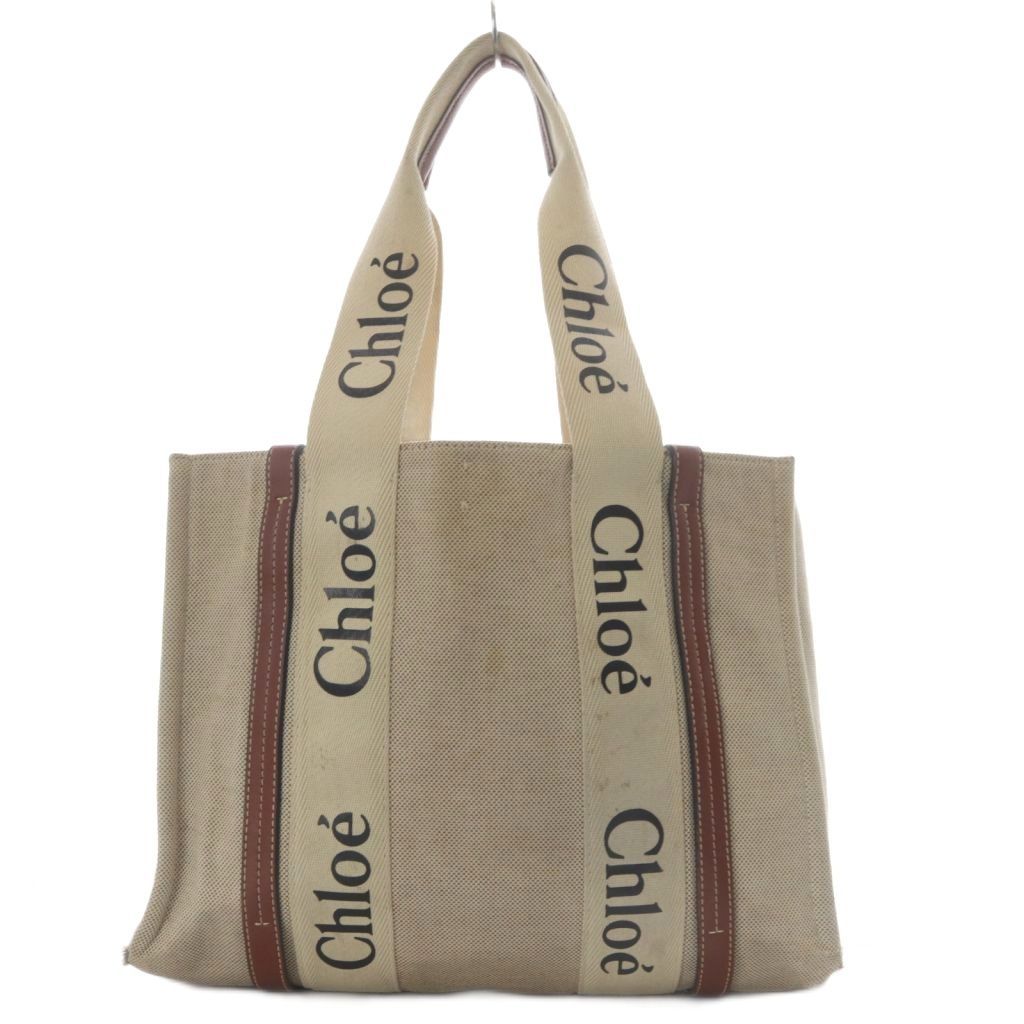 クロエ CHLOE ウッディ トートバッグ Woody Tote Bag キャンバス ベージュ YO 26 OH