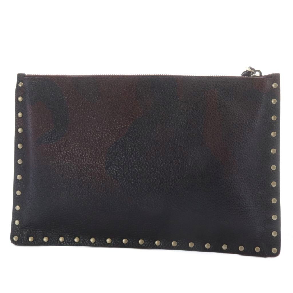 ヴァレンティノ ヴァレンチノ クラッチバッグ セカンドバッグ ロックスタッズ 迷彩柄 レザー ブラック ボルドー |YO 24 SH