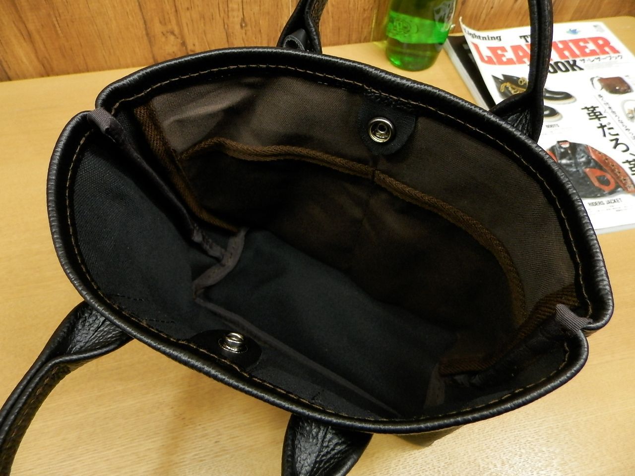 ☆XSサイズ☆黒スムースのミニトートバッグ♪ブラック日本製