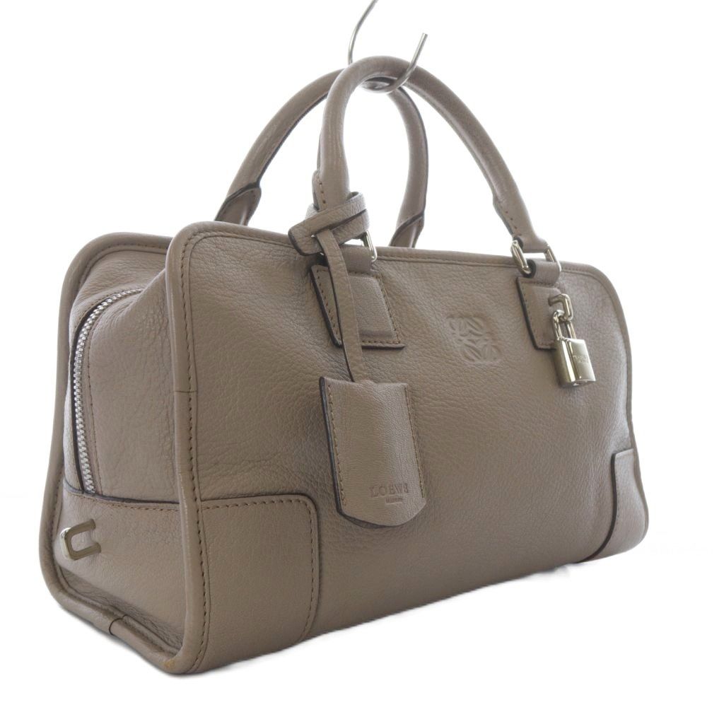 ■美品■LOEWE ハンドバッグ　アマソナ28 アナグラム グレージュ レザー □美品□LOEWE ハンドバッグ アマソナ28 アナグラム グレージュ レザー