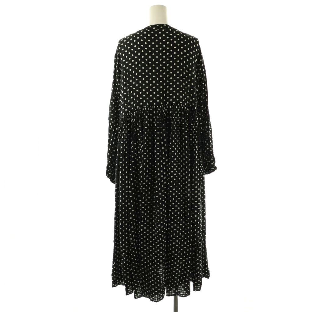 ビアズリー ガリャルダガランテ 25 AW ドットギャザーワンピース 七分袖 ロング 1 黒 白 NR OS