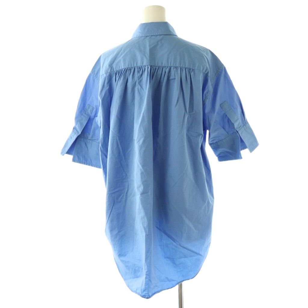 トゥモローランド ビー 24 SS シルケットコットン ハーフスリーブシャツ ブラウス 半袖 前開き コットン 34 ライトブルー NR OS