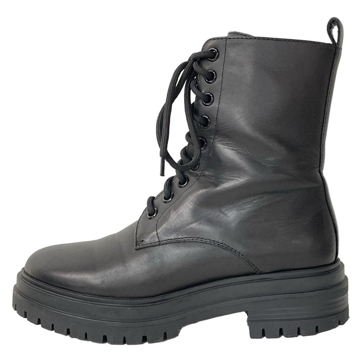 TONY BIANCO トニービアンコ ショートブーツ 6 レディース - 黒 サイドジップ レースアップ レザー