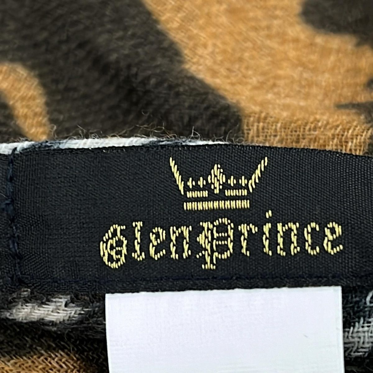 Glen Prince グレンプリンス ストール ショール ライトブラウン ダークブラウン ウール シルク