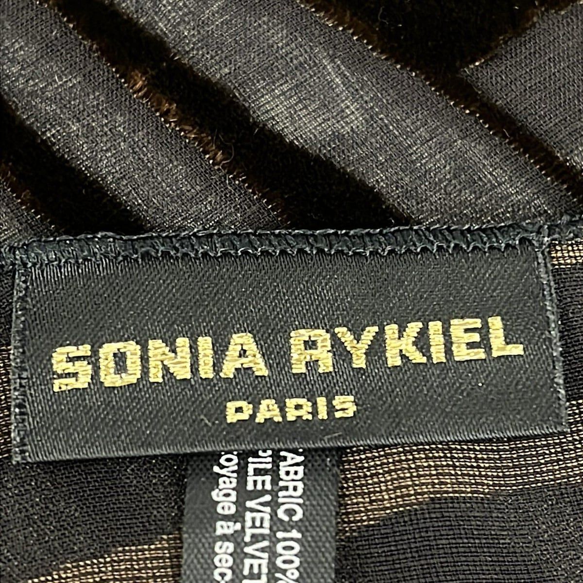 SONIARYKIEL ソニアリキエル ストール ショール - 黒×ブラウン ボーダー シースルー シルク