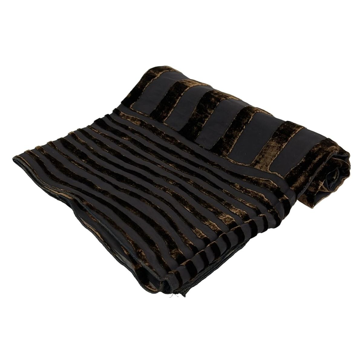 SONIARYKIEL(ソニアリキエル) ストール(ショール)美品 - 黒×ブラウン ボーダー/シースルー シルク