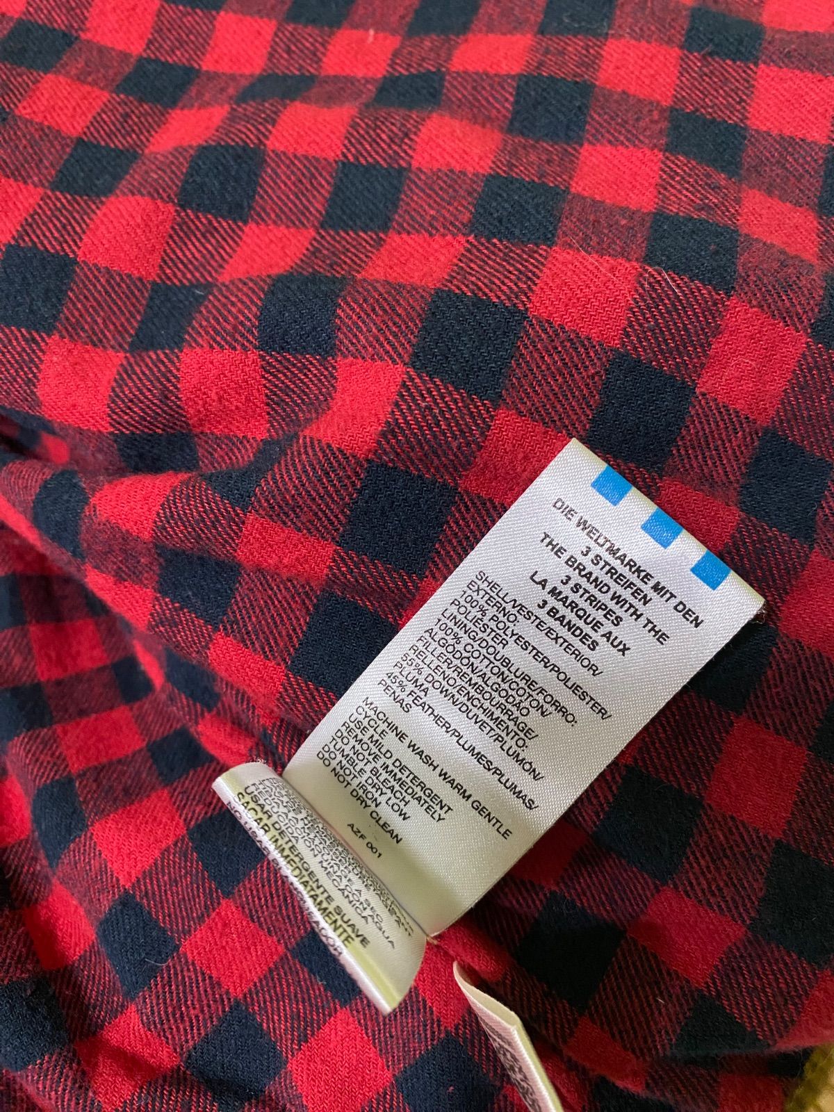 old adidas　ダウンベスト　フェザー　リップストップ　刺繍　裏地チェック old adidas ダウンベスト フェザー リップストップ 刺繍 裏地チェック