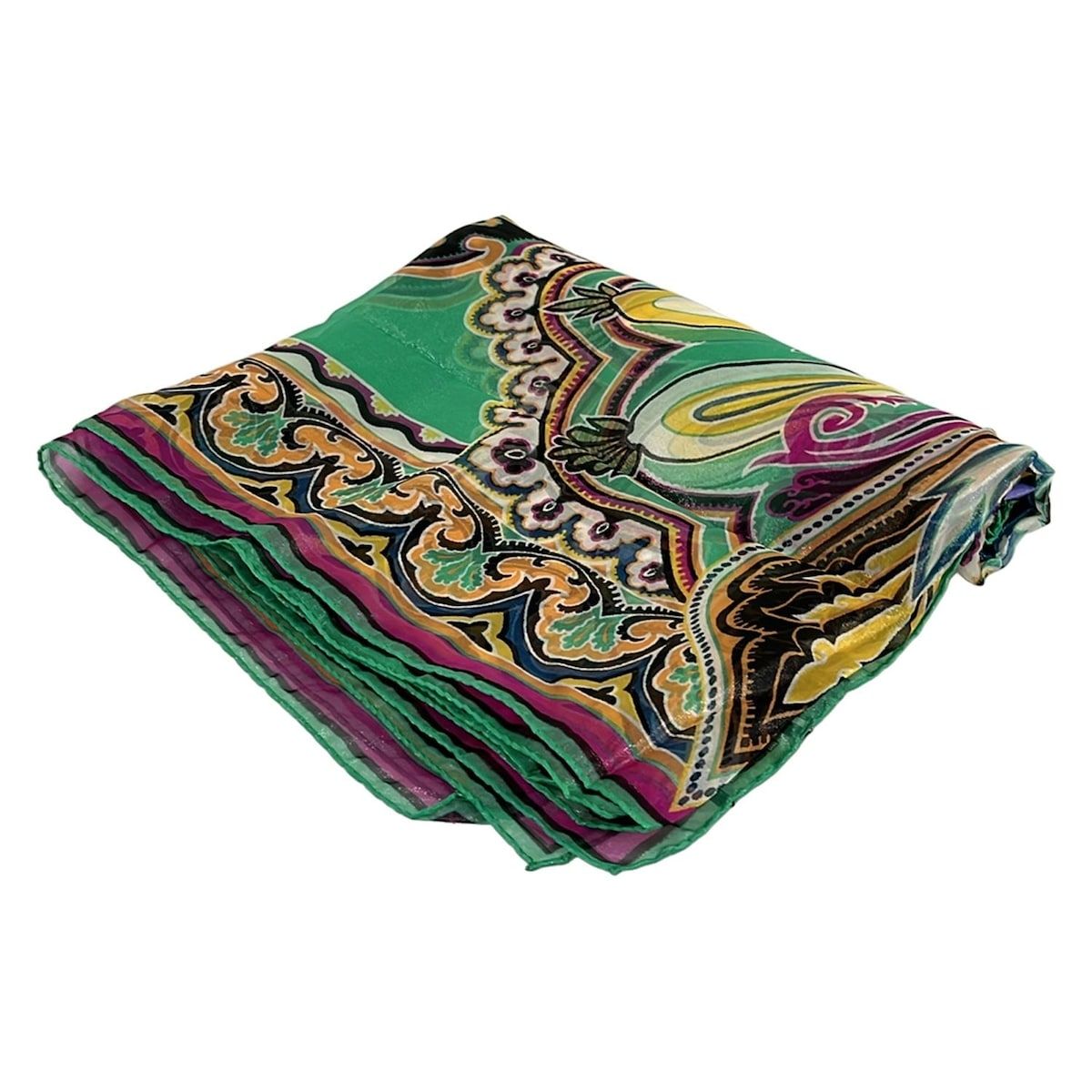 ETRO(エトロ) ストール(ショール)美品 - グリーン×ライトパープル