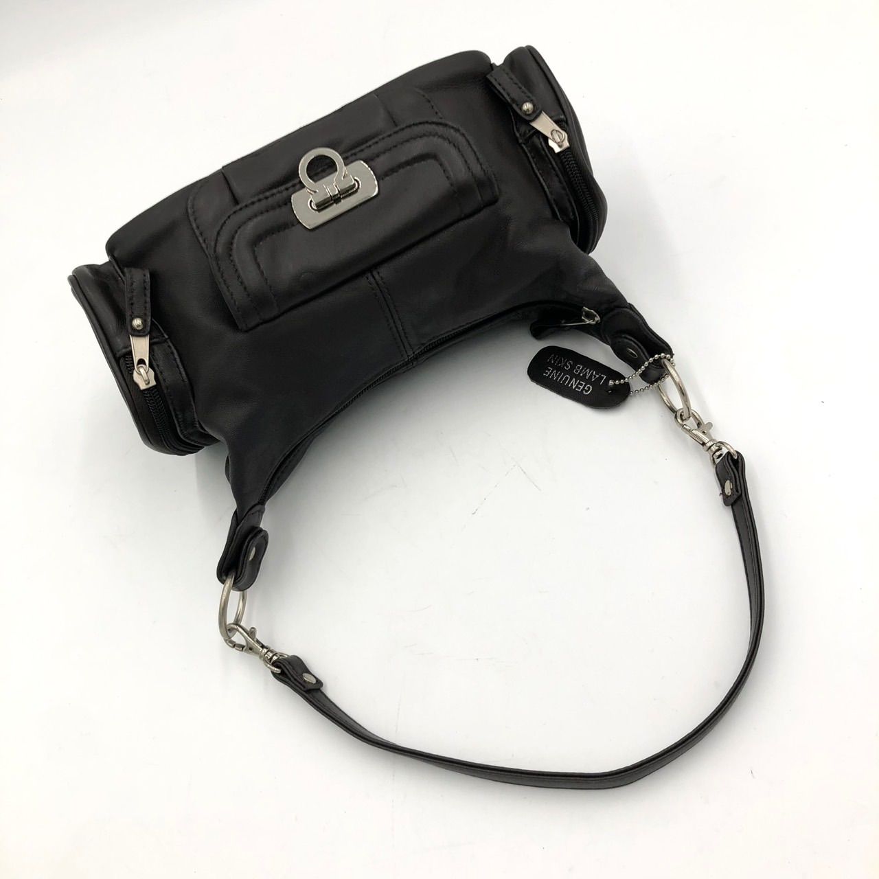 00s archive design Leather bag y2k leather handbag one real バッグ 