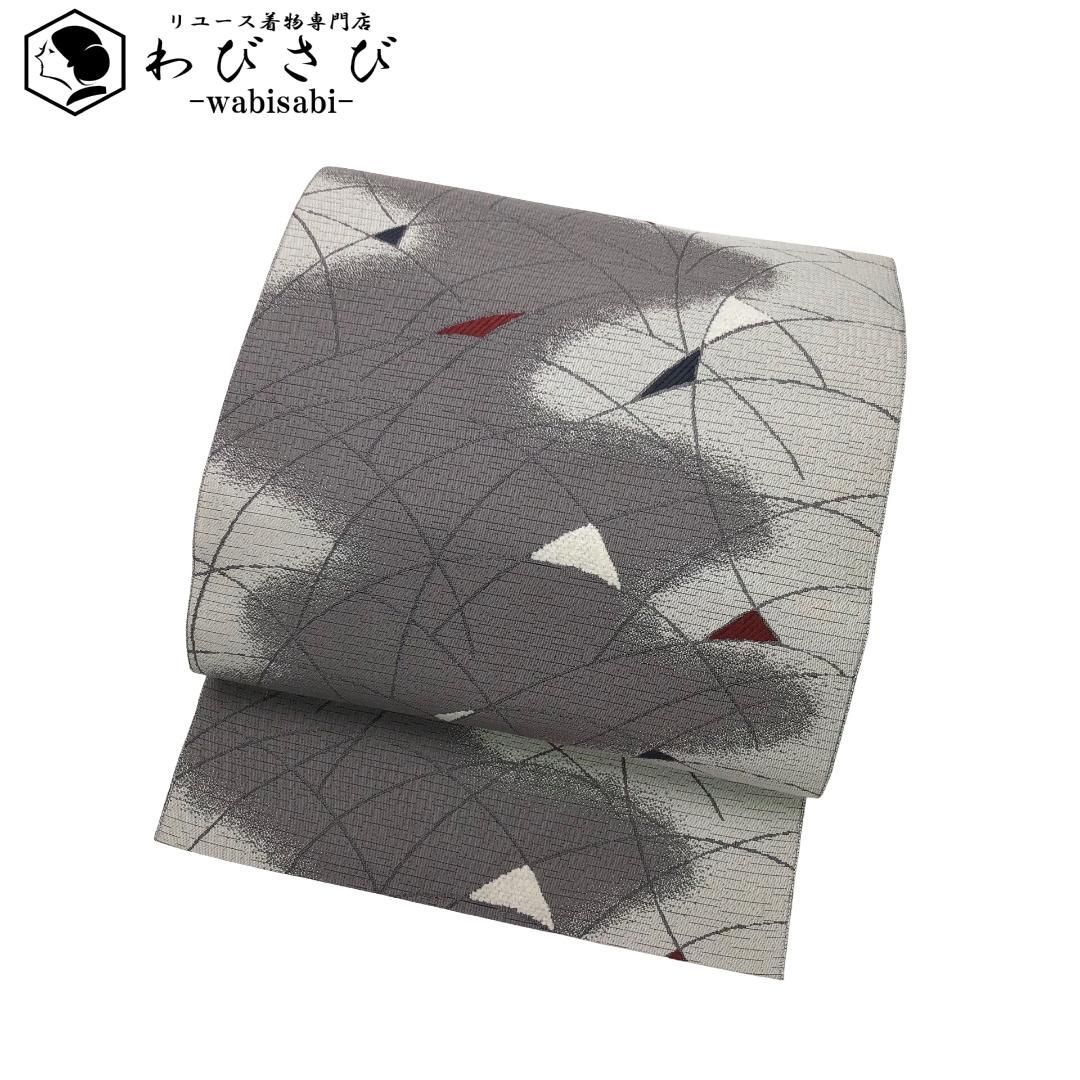 名古屋帯 霞に抽象模様 雲井鼠 ガード加工 O-5820 - メルカリ