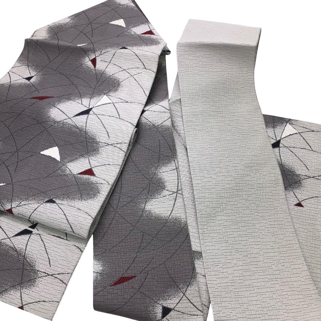 渋粋　2ウェイ　創作名古屋帯　サビ鼠色系　376㎝ 未使用品 渋粋 2ウェイ 創作名古屋帯 サビ鼠色系 376㎝ 未使用品