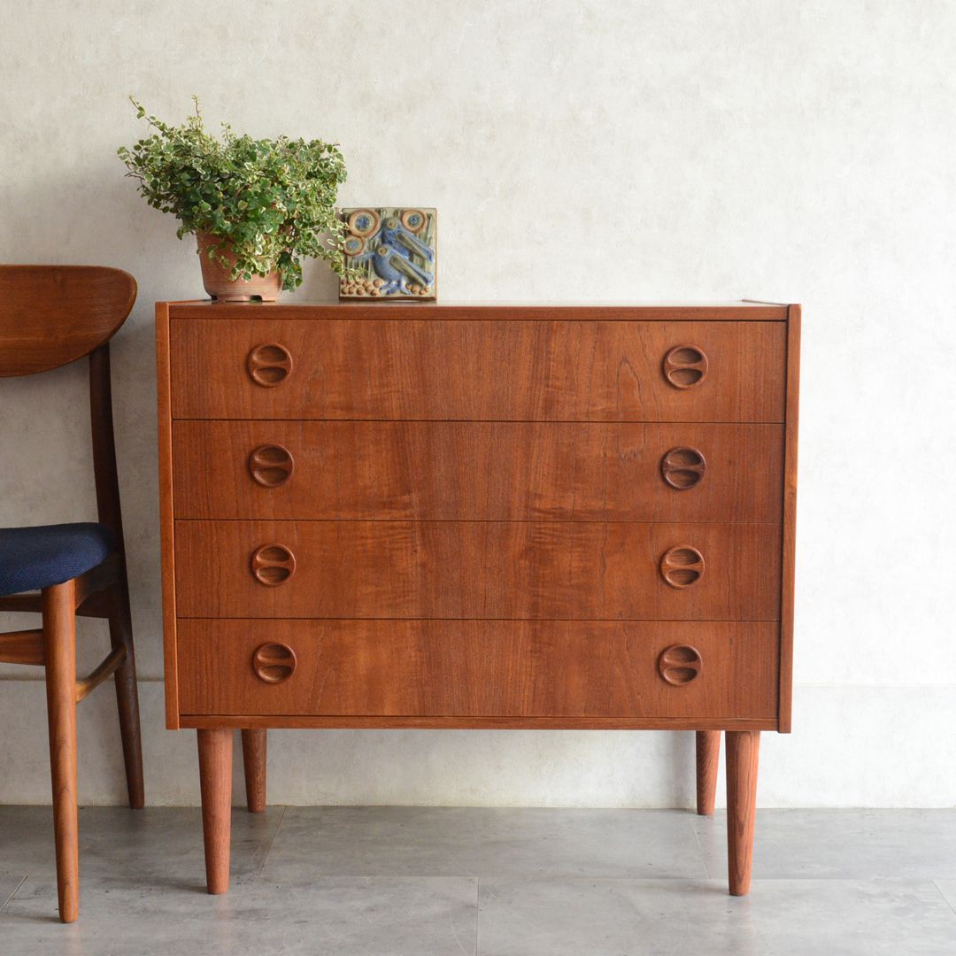 デンマーク 北欧ヴィンテージ チーク 4段チェスト 北欧家具 洋タンス