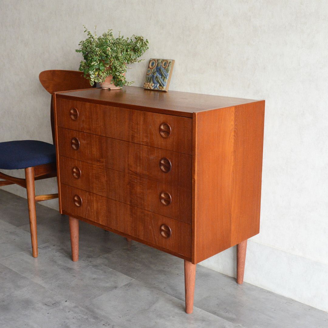 デンマーク 北欧ヴィンテージ チーク 4段チェスト 北欧家具 洋タンス