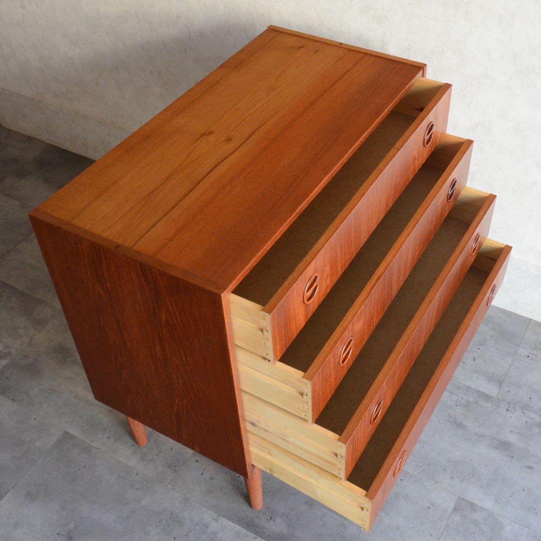 デンマーク 北欧ヴィンテージ チーク 4段チェスト 北欧家具 洋タンス