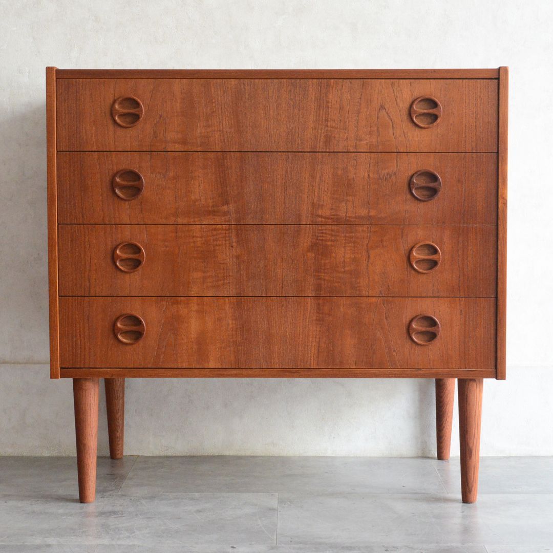 デンマーク 北欧ヴィンテージ チーク 4段チェスト 北欧家具 洋タンス