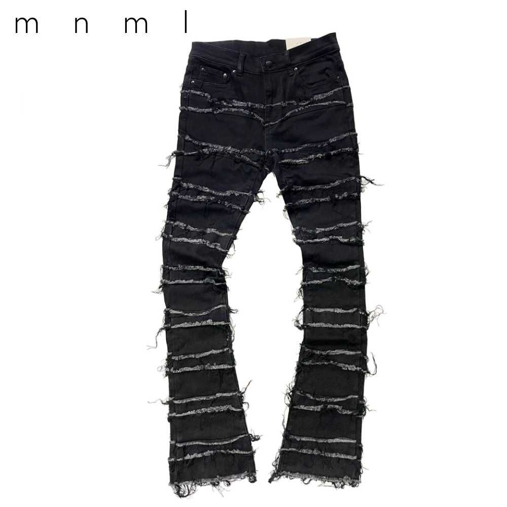 mnml X597 人気 PANELED フレアカット スキニー デニム パンツ