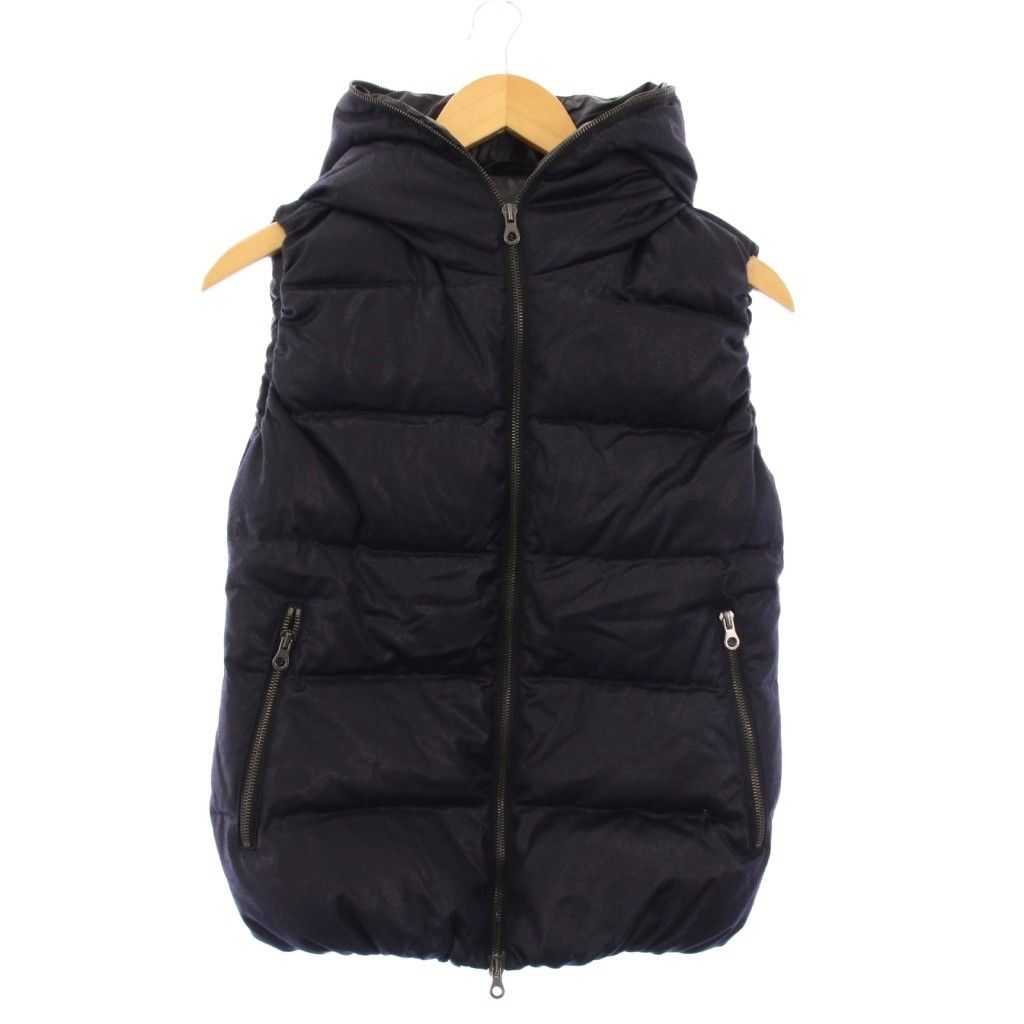 デュベティカ ダウンベスト ジャケット ジップアップ ショート丈 ワン フード ウール カシミヤ混 40 紺 ネイビー BB