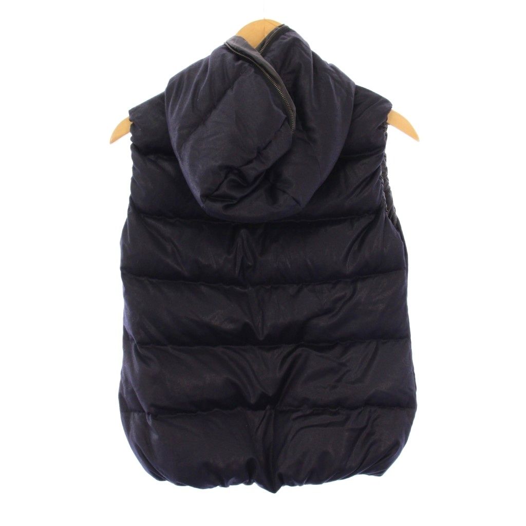 デュベティカ ダウンベスト ジャケット ジップアップ ショート丈 ワン フード ウール カシミヤ混 40 紺 ネイビー BB