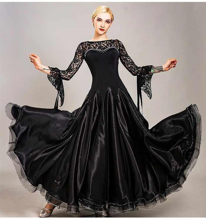 高品質 社交ダンス ドレス 長袖 スタンダード 社交ダンス衣装