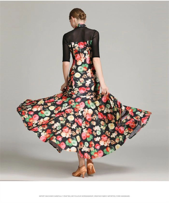 社交ダンス ドレス ロングドレス モダンドレス グレー グリーン 緑