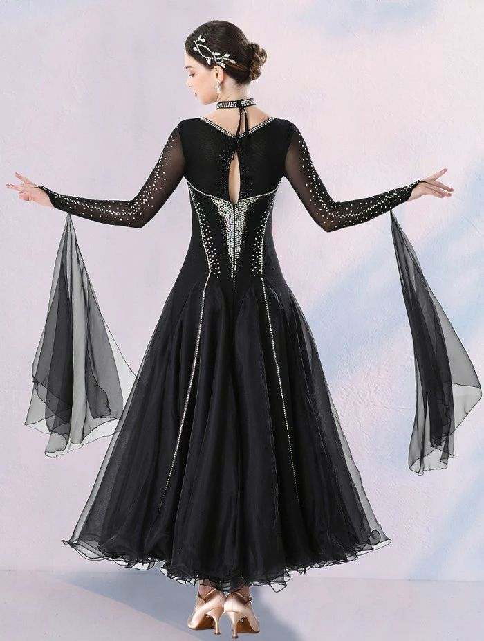 高品質 社交ダンス ドレス 長袖 スタンダード 社交ダンス衣装