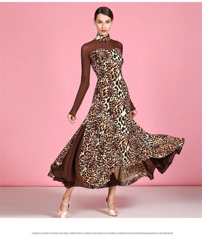 キャロット様　【新品】社交ダンス衣装　L　ヒョウ柄　ダンスドレス　ダンスウェア キャロット様 【新品】社交ダンス衣装 L ヒョウ柄 ダンスドレス ダンス