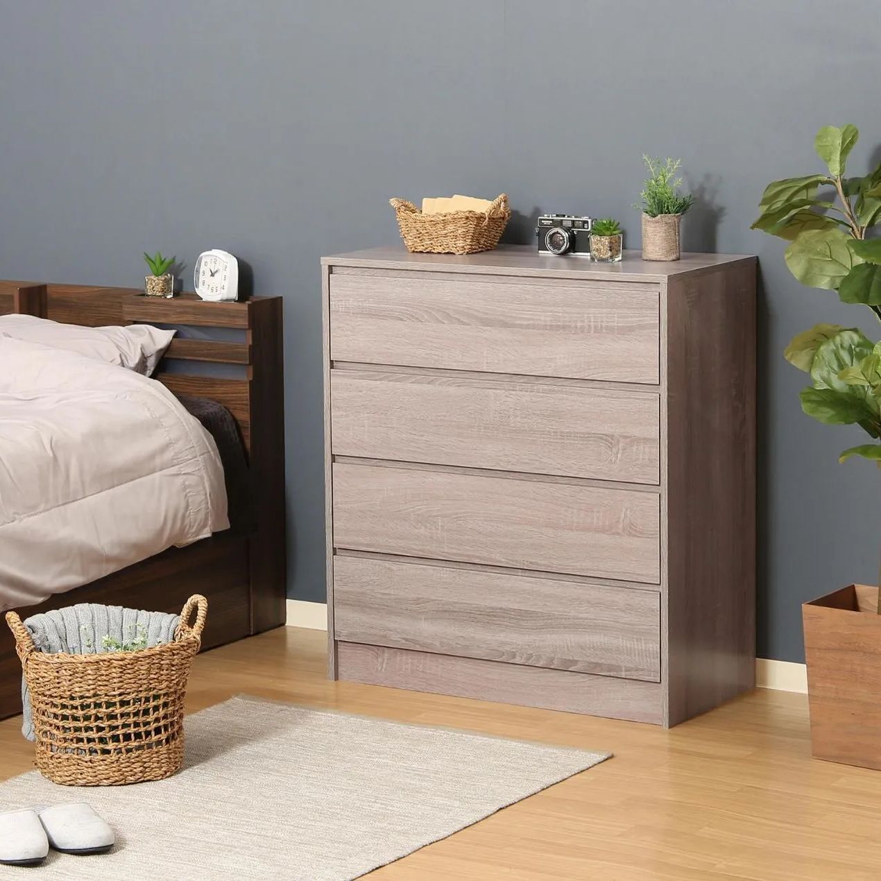 組立簡単 ４段チェスト ナチュラル 幅81 cm チェスト たんす 洋服ダンス リビング収納 キャビネット ワードローブ